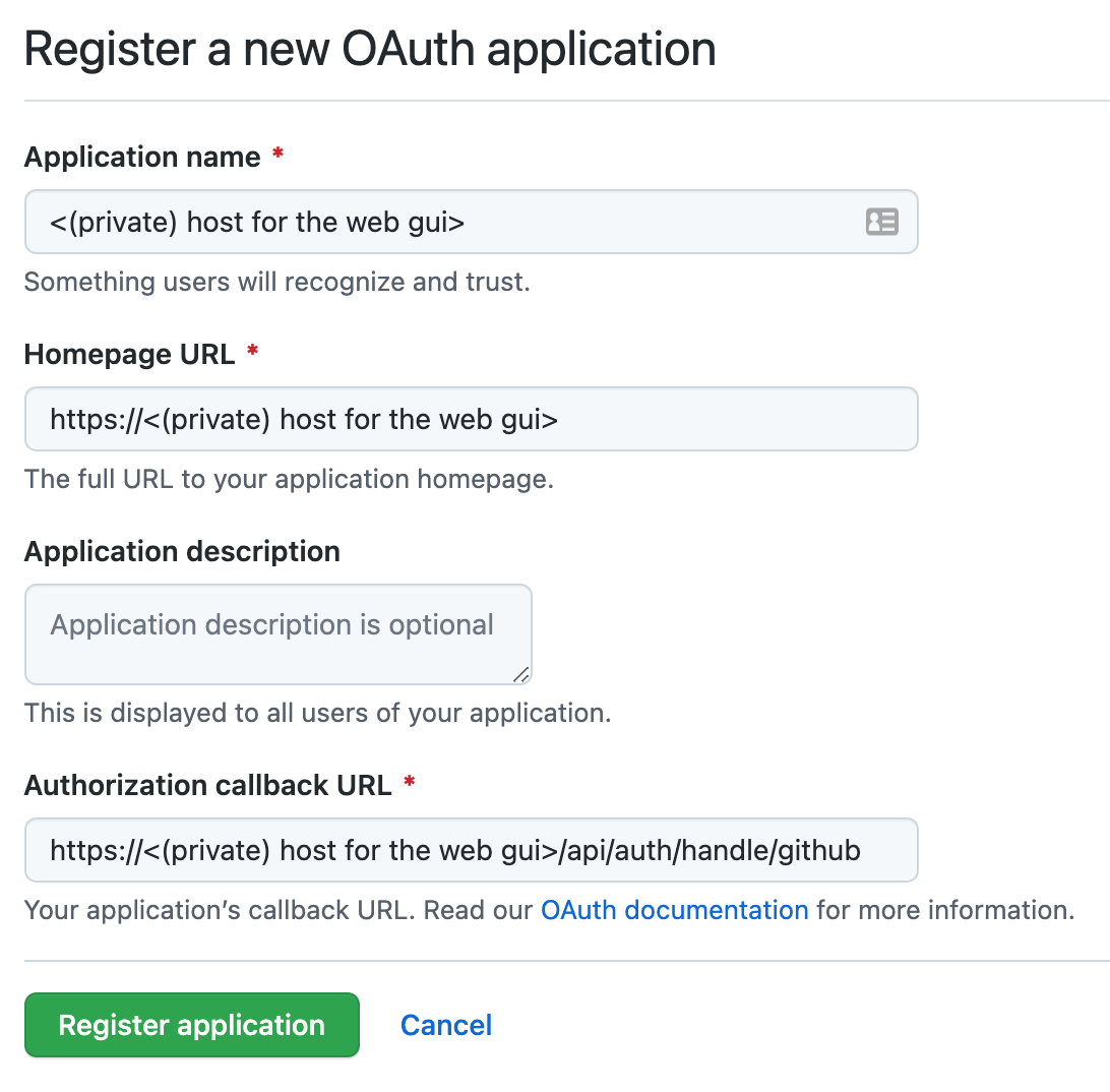 Register OAuth application